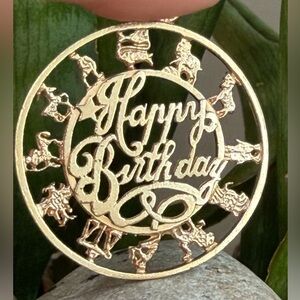 14 karat gold zodiac, happy birthday charm
